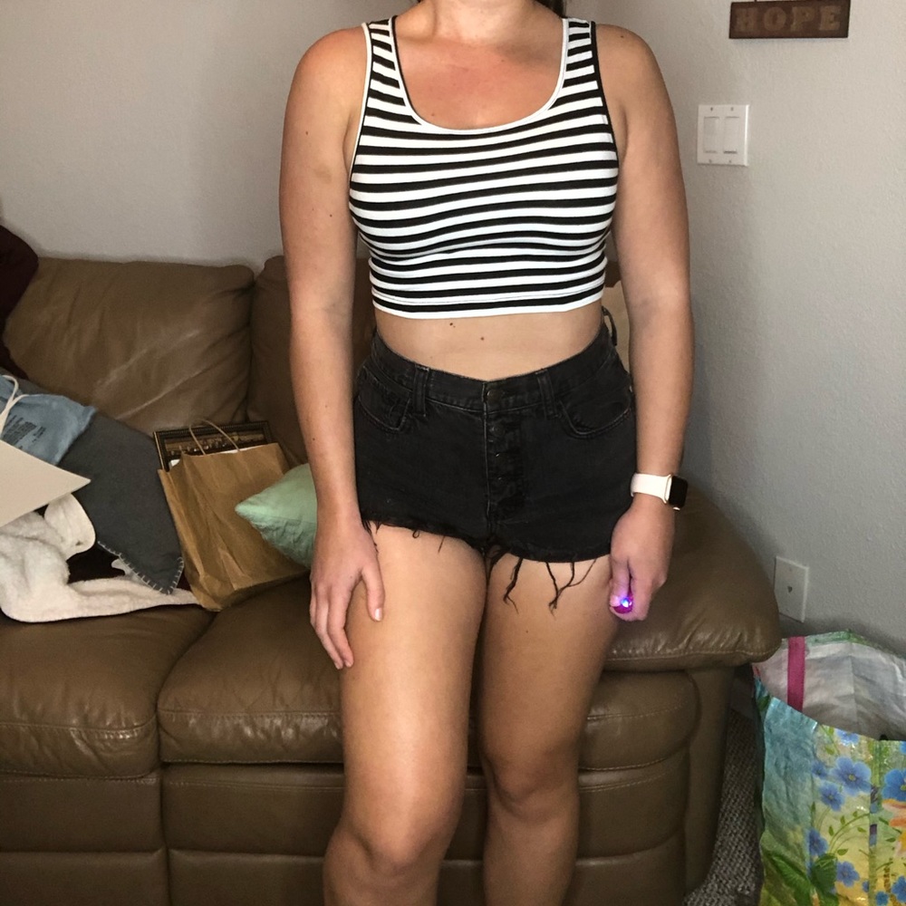 Black and white striped crop top